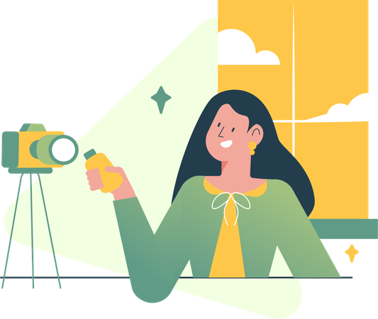 Girl Creating Video Content  Illustration