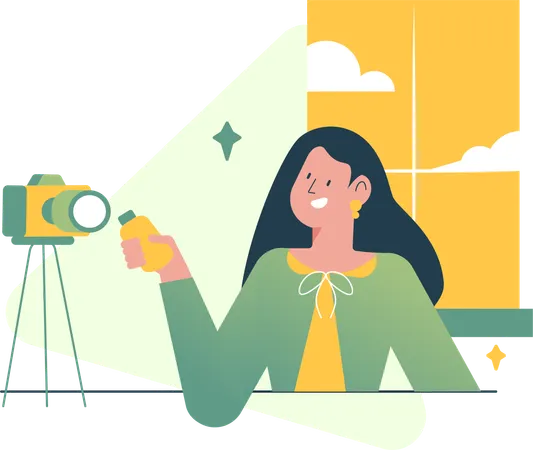 Girl Creating Video Content  Illustration