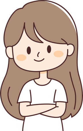 Girl Crossing Hands with Smiling Expression  Illustration