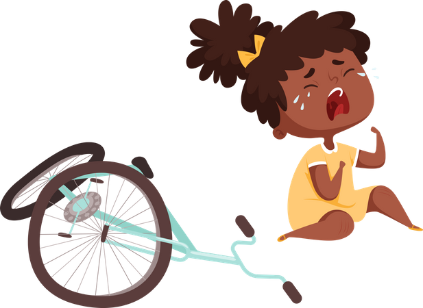 Girl crying due to fallen from cycle Illustration