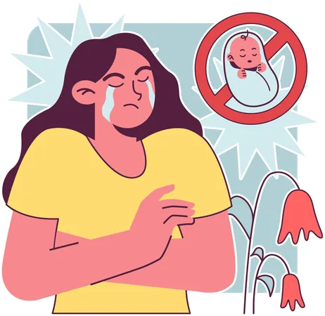 Girl crying for no baby  Illustration