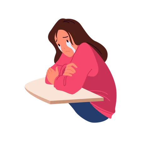 Girl crying  Illustration