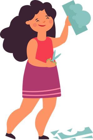 Girl cutting paper  Illustration