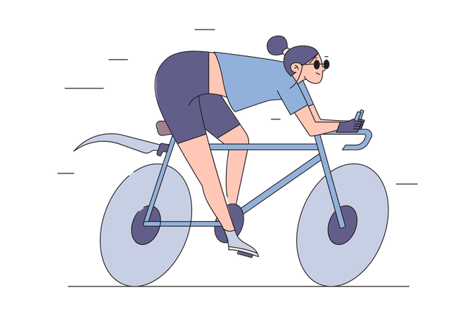 Girl Cycling Illustration