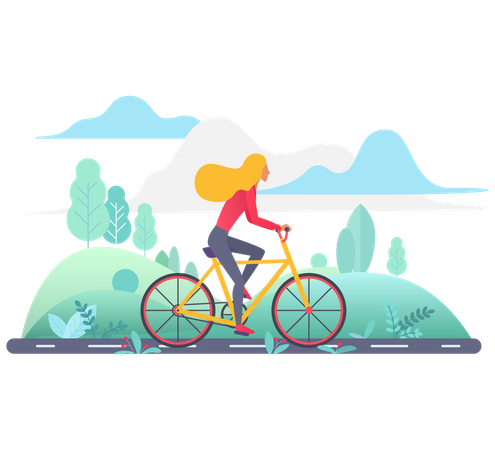 Girl cycling  Illustration
