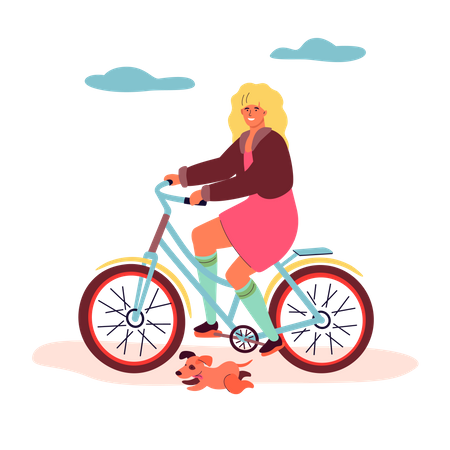 Girl cycling  Illustration