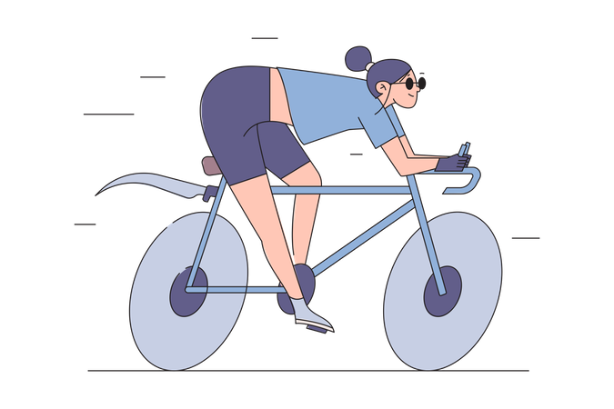 Girl Cycling  Illustration