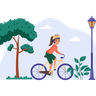 cycling in park illustration