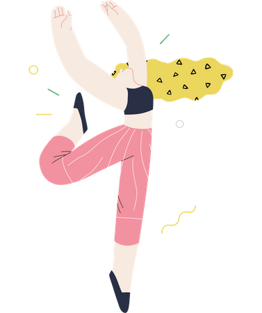 Girl dancing and enjoying happiness Illustration