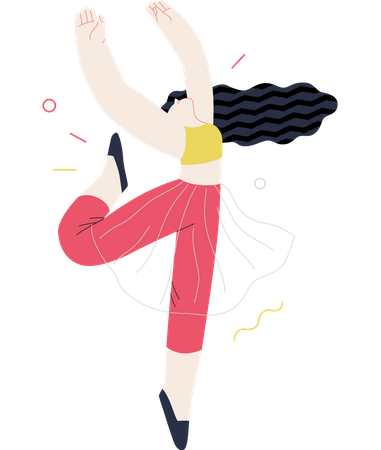 Girl dancing and enjoying happiness Illustration