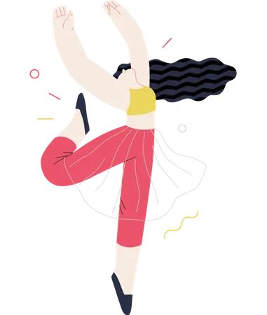 Girl dancing and enjoying happiness  Illustration