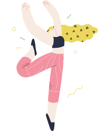 Girl dancing and enjoying happiness  Illustration