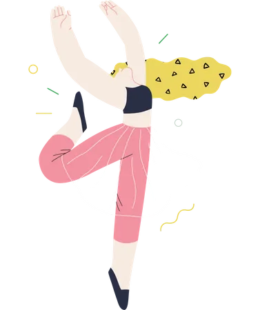 Girl dancing and enjoying happiness  Illustration