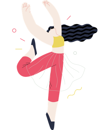 Girl dancing and enjoying happiness  Illustration