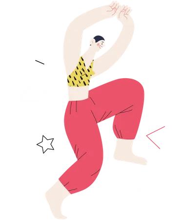 Girl dancing and feeling cheerful  Illustration