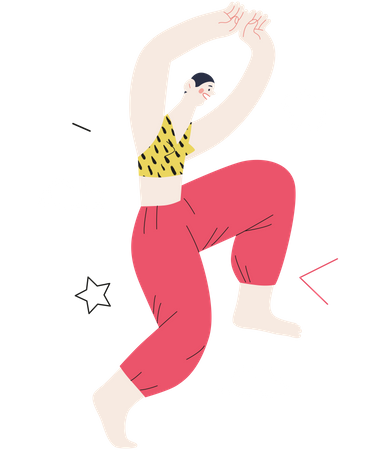 Girl dancing and feeling cheerful  Illustration