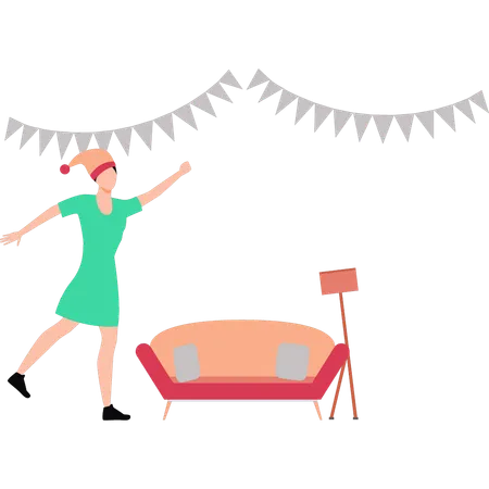 Girl dancing at home  Illustration