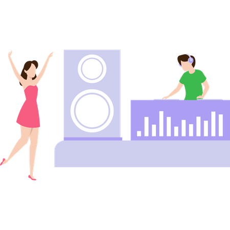 Girl dancing at party Illustration