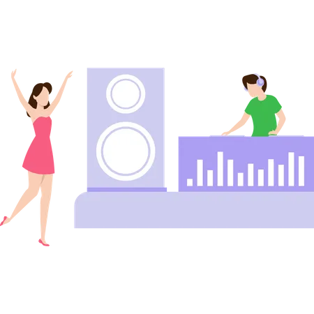 Girl dancing at party  Illustration