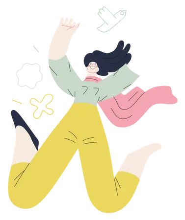 Girl dancing cheerfully  Illustration