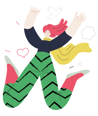 Girl dancing cheerfully  Illustration