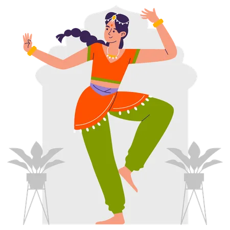 Girl Dancing in folk dance  Illustration