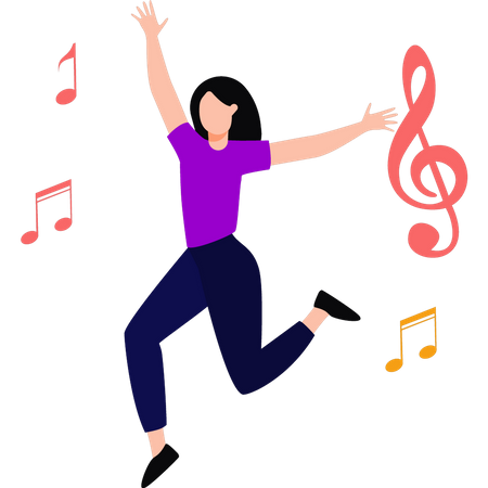 Girl dancing in music party Illustration