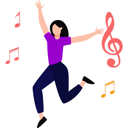 Girl dancing in music party  Illustration