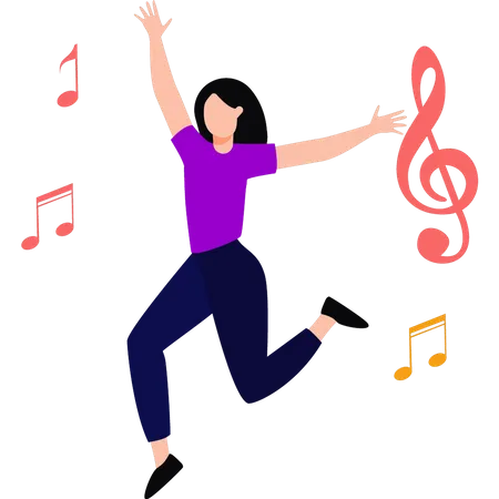 Girl dancing in music party  Illustration