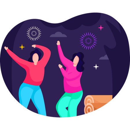 Girl dancing in new year party  Illustration