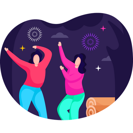 Girl dancing in new year party  Illustration