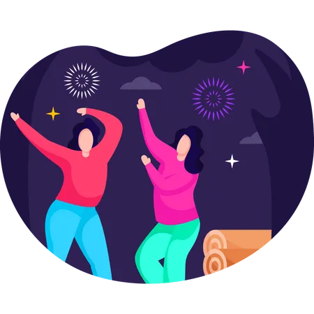 Girl dancing in new year party  Illustration