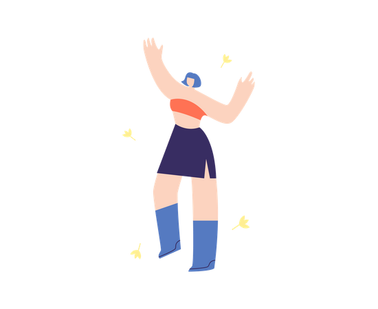 Girl dancing in party Illustration