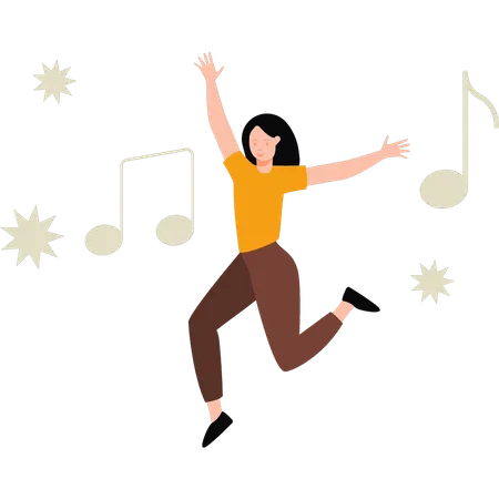 Girl dancing to music  Illustration