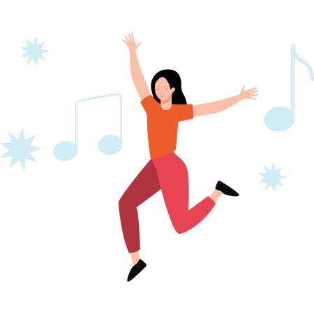 Girl dancing to music  Illustration