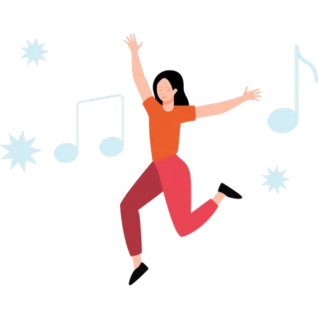 Girl dancing to music  Illustration