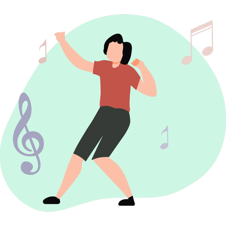 Girl dancing to music  Illustration