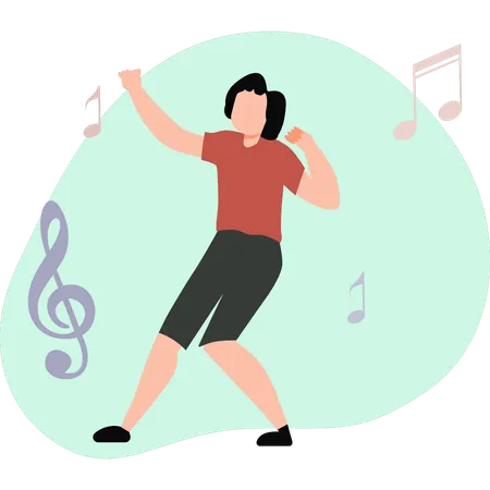 Girl dancing to music  Illustration