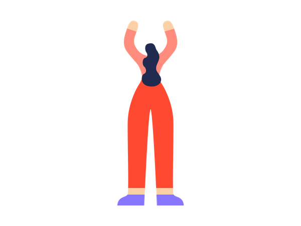 Girl dancing with both hands up  Illustration