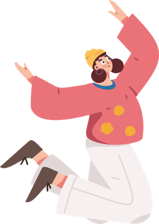 Girl dancing with hands in air  Illustration