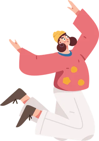 Girl dancing with hands in air  Illustration