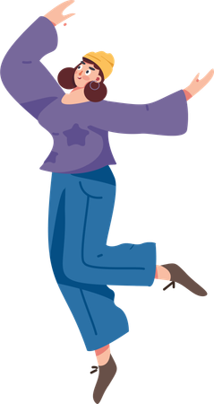 Girl dancing with joy  Illustration