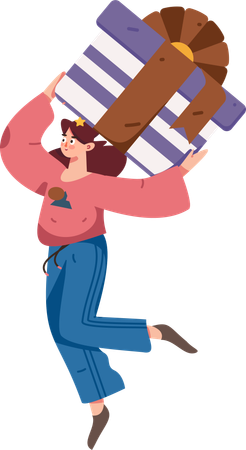 Girl delivering christmas gift  Illustration