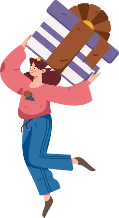 Girl delivering christmas gift  Illustration