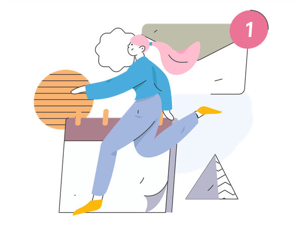 Girl delivering email  Illustration