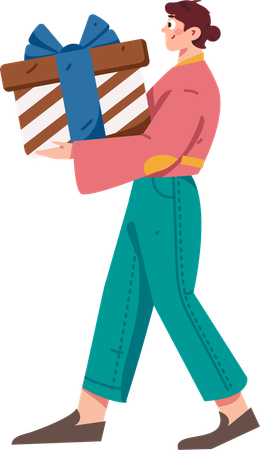 Girl delivering gift parcel  Illustration