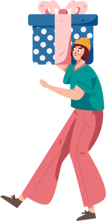 Girl delivering gift parcel  Illustration