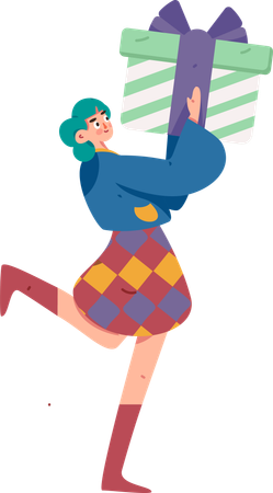 Girl delivering gift parcel  Illustration