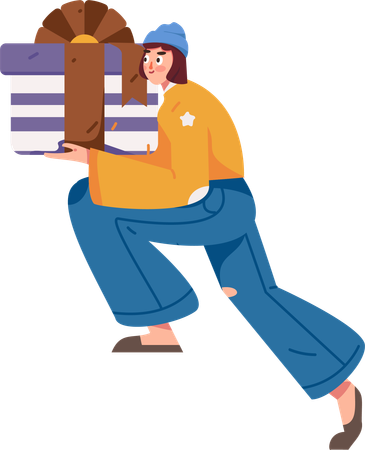 Girl delivering gift parcel  Illustration