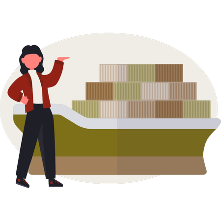 Girl demands water shipping for products  Illustration